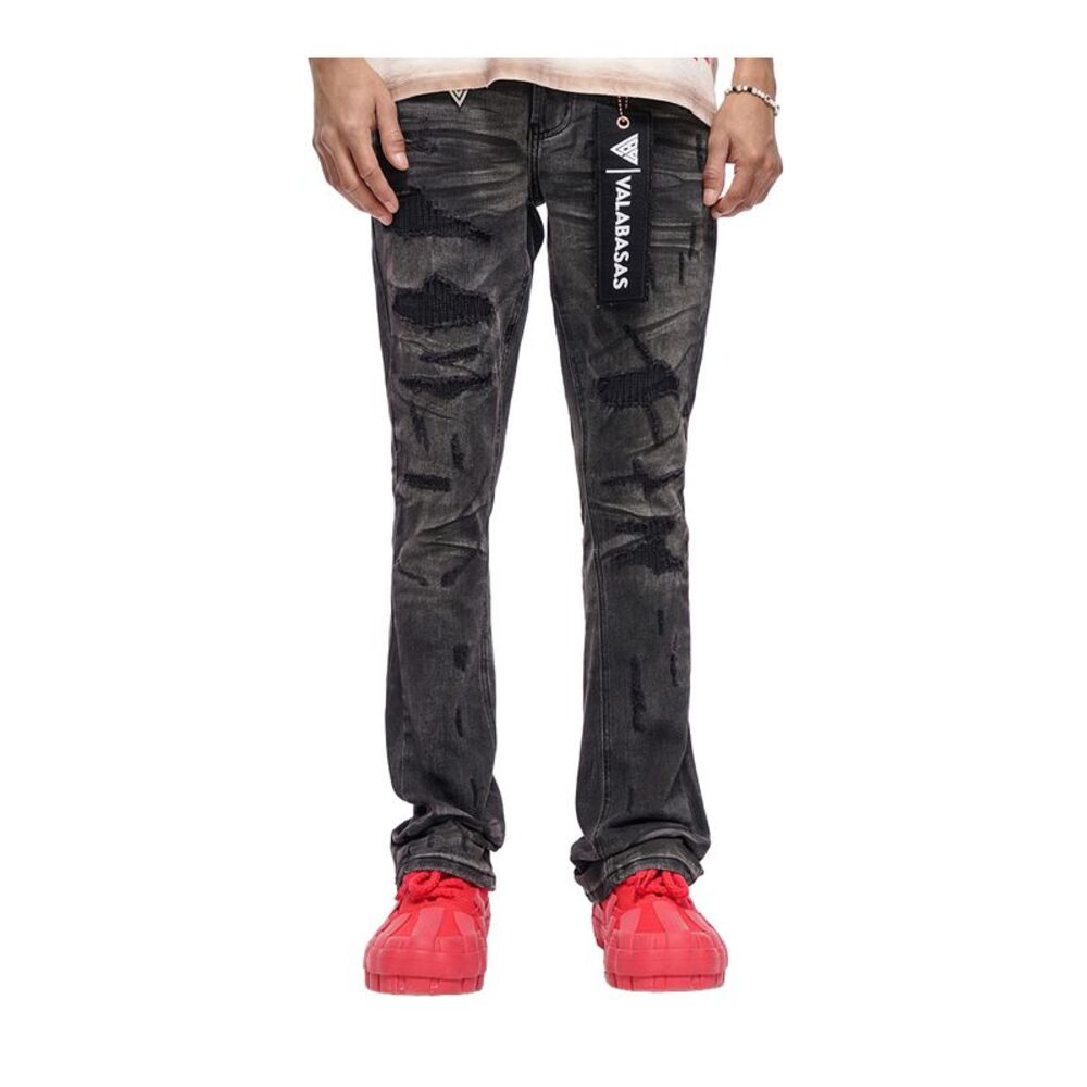 Valabasas Stacked Jeans Graft Mens Grey VLBS-VJ3-1117